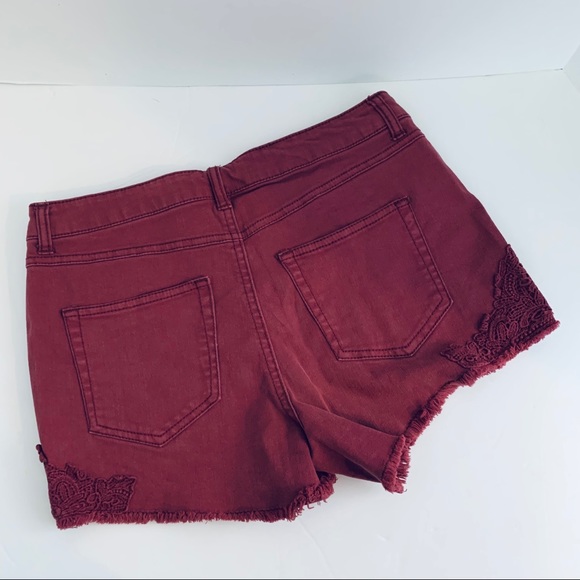 VANILLA STAR Maroon Lace Side Shorts - Picture 2 of 5